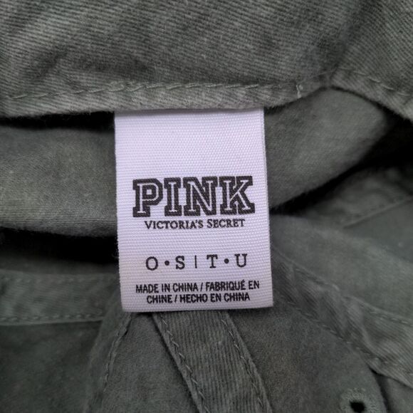 PINK Victoria's Secret Slideback Hat Green One Size Adjustable 6 Panel Cotton - Picture 8 of 9